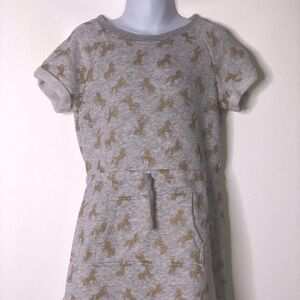 Gymboree girls gray gold sweatshirt unicorn dress